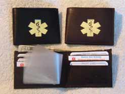 Medical Alert Wallets, Slim-fold billfold leather Medical wallet, 2 colors to choose from