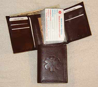 Medical Alert Wallets, Tri-fold dark brown leather Medical wallet picture